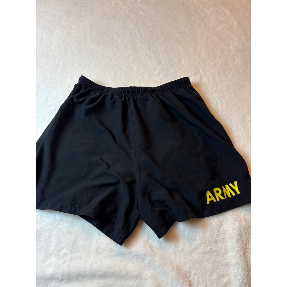 US Army APFU Physical Fitness Uniform Shorts Black Yellow Large SP0100-13-D-1022